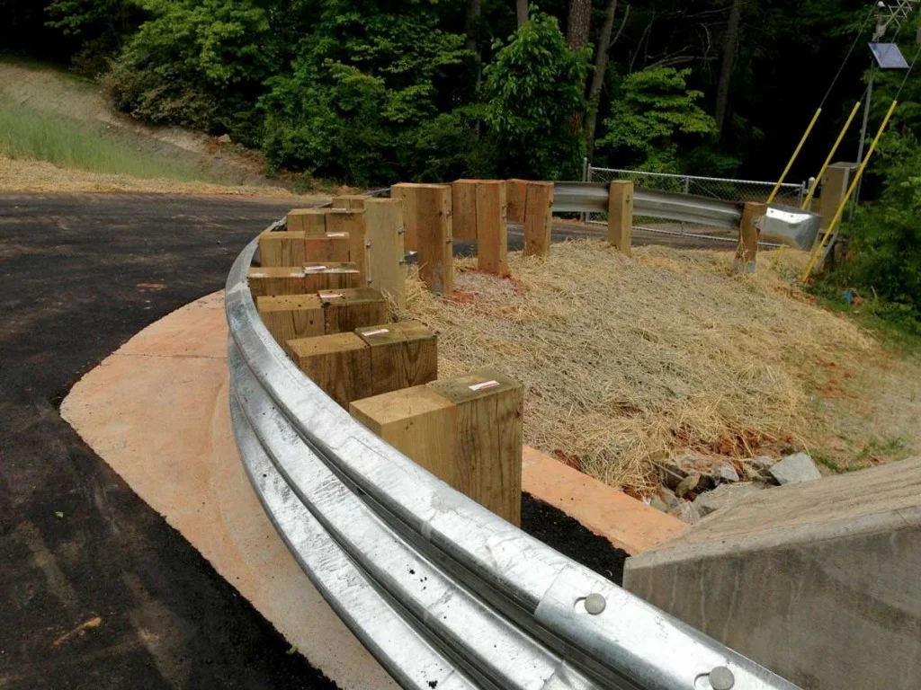Curved Tri Beam Guardrail Installation